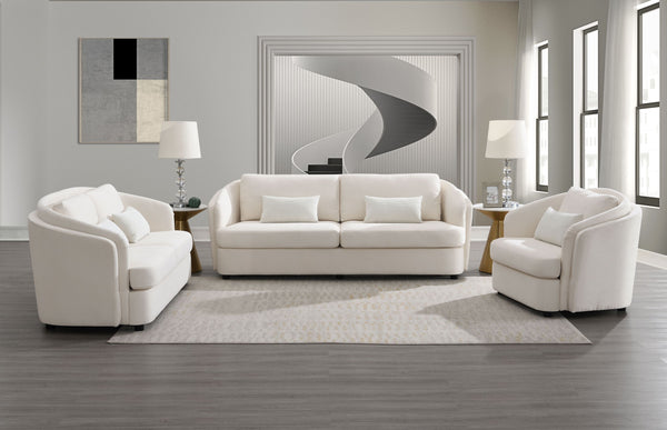 Mariko Beige Linen 3 Pieces Living Room Set
