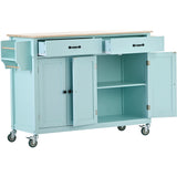 Kitchen Island Cart with 4 Door Cabinet and Two Drawers
