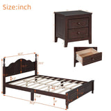 Queen 3-Piece Bedroom Set Wood Platform Bed