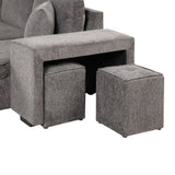 Modern L-Shape 3 Seat Reversible Sectional Couch, Pull Out Sleeper Sofa with Storage