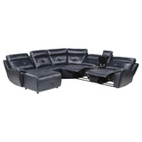 Reclining Sectional with Left Chaise Navy Blue