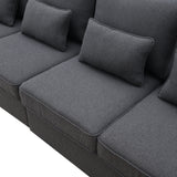 4-Seater Modern Linen Fabric Sofa with Armrest Pockets