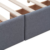 Queen Upholstered Platform Bed with Classic Headboard and 4 Drawers