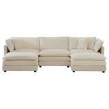 Sectional Sofa w/Reversible Footrest, 5-Seater Convertible Corner Couch with 2 Ottomans