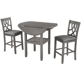 Farmhouse 3 Piece Round Counter Height Kitchen Dining Table Set