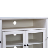TV Stand for TV up to 65in with 2 Tempered Glass Doors Adjustable Panels