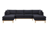 Black Sherpa Wide Double Chaise U-Shape Sectional Sofa
