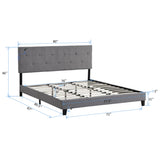King Size Upholstered Platform Bed Frame with Button Tuft