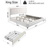 King Upholstered Platform Bed with LED Lights, Storage Bed with 4 Drawers