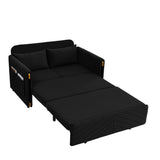 Black Convertible Sofa Bed Loveseat with Pull Out Bed