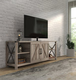 68" TV Stand Wood Metal TV Console Industrial Entertainment Center Farmhouse with Storage Cabinets and Shelves, Grey Walnut