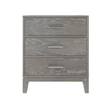 Modern Concise Style Gray Wood Grain Three-Drawer Nightstand