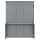 Queen Size Grey Murphy Bed with Shelf