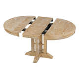 5-Piece Dining Set Extendable Round Table and 4 Upholstered Chairs