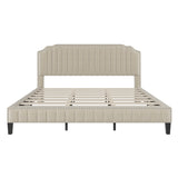 Modern Linen Curved Upholstered Platform Bed