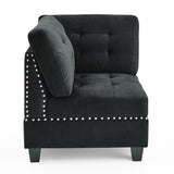 Black Velvet L shape Modular Sectional Sofa
