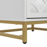 2 drawer nightstand - White Mirrored Nightstandwith Gold Legs