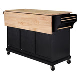 Natural Wood Top Kitchen Island with Storage