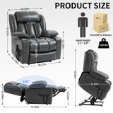 Grey faux Leatheraire Power Lift Recliner Chair with 8-Point Vibration Massage and Lumbar Heating, Stainless steel Cup Holders