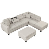 Modern Sectional Sofa with Storage Ottoman