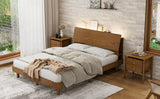 Queen 3 Piece Bedroom Set Mid Century Platform Bed with Bookshelf