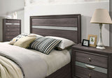 Contemporary Nightstand Gray Finish Silver Accents
