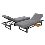 3-Piece Multi-Functional Outdoor Sectional Sofa Set with Height-adjustable Seating and Coffee Table for Patio, Garden and Backyard (Grey)