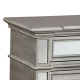 Nightstand Silver Solid Wood Mirror Panel Accents