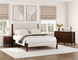 Queen 4 Piece Bedroom Set Mid Century Modern  Platform Bed with Two Nightstands and Dresser