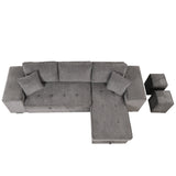Modern L-Shape 3 Seat Reversible Sectional Couch, Pull Out Sleeper Sofa with Storage
