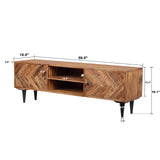 Brown TV Cabinet Herringbone 2 Door