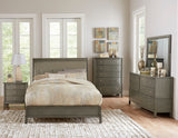 Nightstand Gray Finish Birch Veneer Nickel Hardware