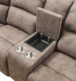 Olwen Mocha Nubuck Power Recliner Sectional Sofa w/ USB Port
