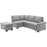 Gray Sleeper Sectional Sofa L-Shape Corner Couch