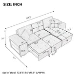 Modern L-Shape 3 Seat Reversible Sectional Couch, Pull Out Sleeper Sofa with Storage