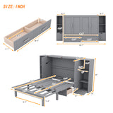 Full Size Murphy Bed with Shelves, Drawers and USB Ports