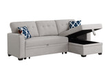 Sectional with storage chaise and cupholder armrest