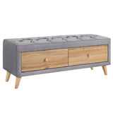 Queen Size Upholstered Platform Bed with Two Nightstands and Storage Bench