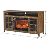 55 inch TV Media Stand with Electric Fireplace KD Inserts Heater - Reclaimed Barnwood
