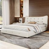 Upholstered Queen Bed with Ergonomic Wingback Headboard