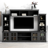Minimalism Style Entertainment Wall Unit with Bridge, Modern TV Console Table for TVs Up to 70"
