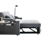 Pull Out 3 in 1 Convertible Sleeper Sofa Couch Velvet Tufted Loveseat w USB, Adjustable Backrest, Multi-Pockets