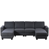 3 Piece U shaped Sofa with Removable Ottomans