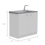 Rectangle 2-Door Utility Sink and Cabinet White