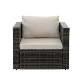 Patio Furniture, Outdoor Furniture, Seasonal PE Wicker Furniture, 6 Set Wicker Furniture With Tempered Glass Coffee Table