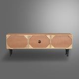 Brown TV Cabinet Herringbone 2 Door