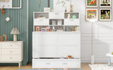 Queen Size Murphy Bed with Bookcase, Bedside Shelves