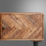 Brown TV Cabinet Herringbone 2 Door
