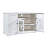 TV Stand for TV up to 65in with 2 Tempered Glass Doors Adjustable Panels