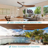 60 Inch Indoor Modern Ceiling Fan With 6 Speed Remote Control 3 Solid Wood Blade For Living Room